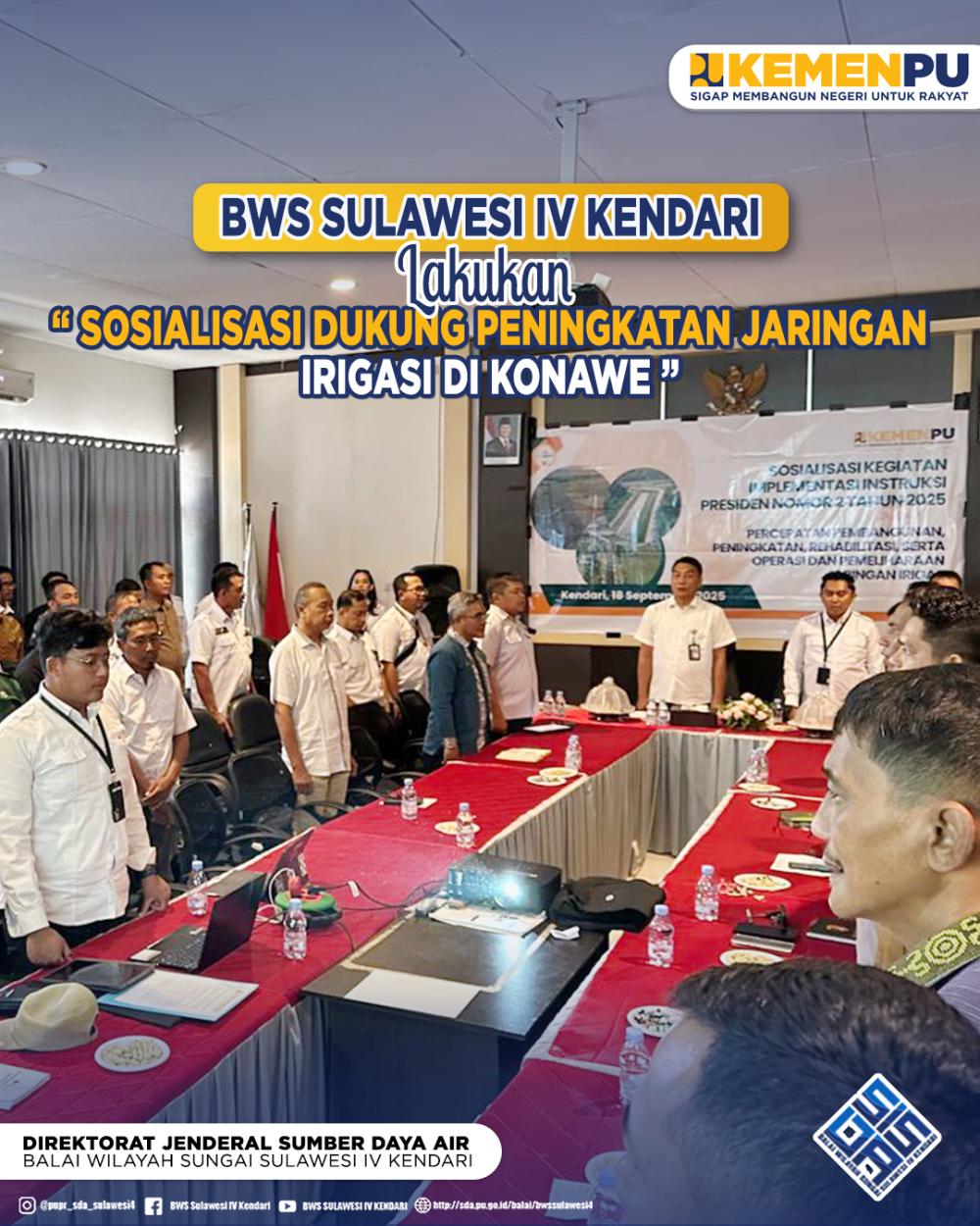 BWS Sulawesi IV Kendari Lakukan Sosialisasi Dukung Peningkatan Jaringan Irigasi di Konawe