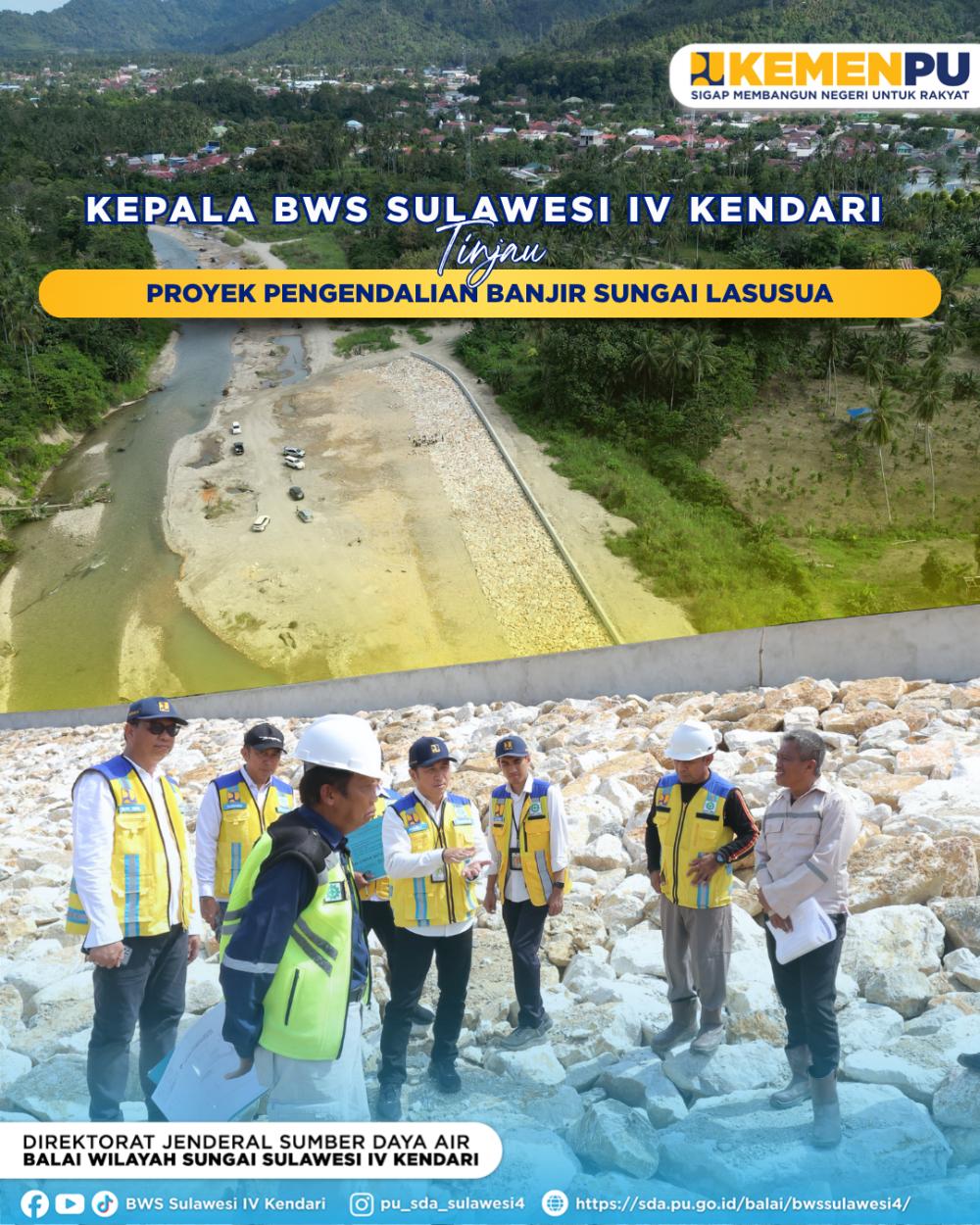 Kepala BWS Sulawesi IV Kendari Tinjau Proyek Pengendalian Banjir Sungai Lasusua