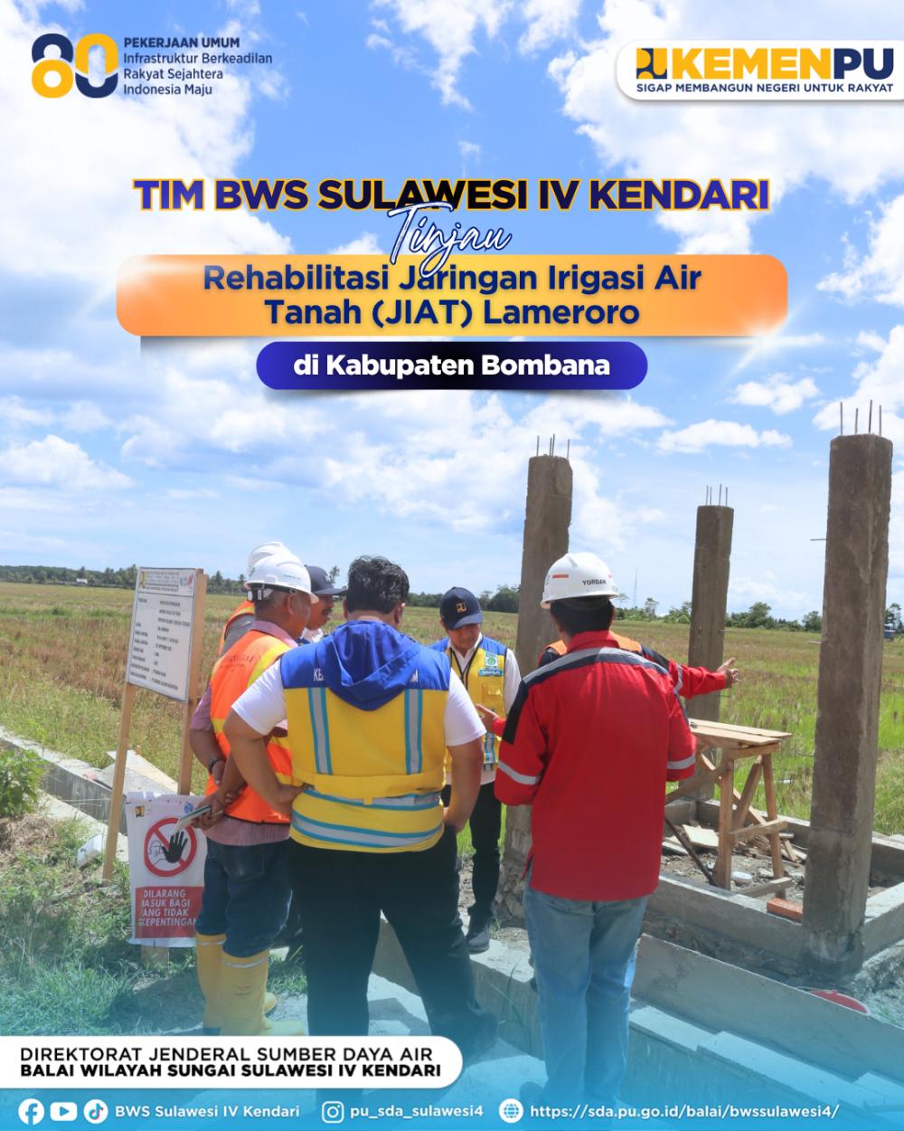 Tim BWS Sulawesi IV Kendari Tinjau Rehabilitasi Jaringan Irigasi Air Tanah JIAT Lameroro di Kabupaten Bombana