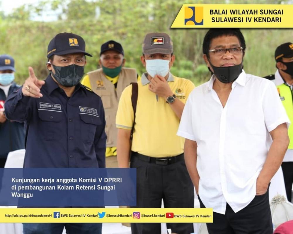 Wakil Ketua Komisi V DPR RI Ridwan Bae meninjau Pembangunan Kolam Retensi Sungai Wanggu