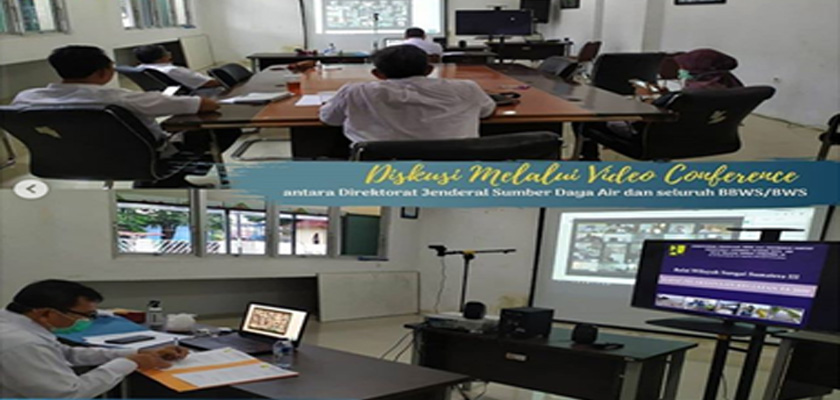 Gambar Diskusi Melalui Video Conference Antara Direktorat Jenderal SDA Dengan Seluruh BBWS/BWS