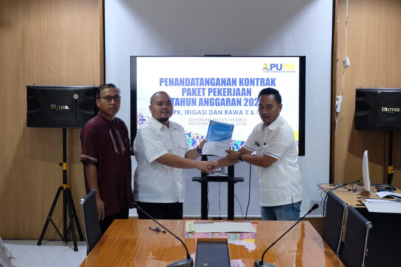 Penandatanganan Kontrak Pekerjaan pada SNVT PJPA Sumatera VI Provinsi Jambi Tahun Anggaran 2023