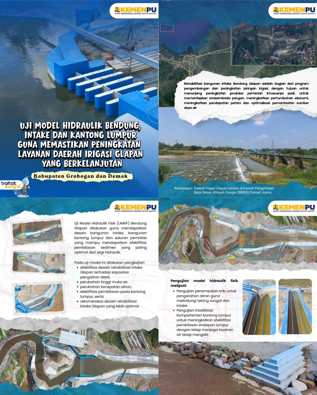 Uji Model Hidraulik Bendung Intake & Kantong Lumpur Guna Memastikan Peningkatan Layanan D.I. Glapan Yang Berkelanjutan