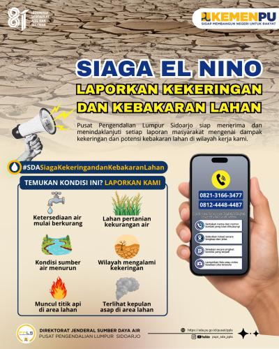 HOTLINE POSKO/SATGAS KEKERINGAN DAN POTENSI KEBAKARAN LAHAN, Pusat Pengendalian Lumpur Sidoarjo (PPLS)